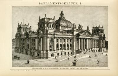 Parlamentsgebäude I. Holzstich 1891 Original der Zeit