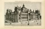 Parlamentsgebäude I. - II. historische Bildtafel Holzstich ca. 1892