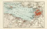 St. Petersburg und Umgebung historischer Stadtplan Karte Lithographie ca. 1899