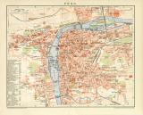 Prag historischer Stadtplan Karte Lithographie ca. 1899