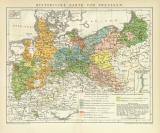 Historische Karte von Preussen historische Landkarte Lithographie ca. 1892