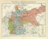 Übersichtskarte der Rechtsgebiete im Deutschen Reiche historische Landkarte Lithographie ca. 1894
