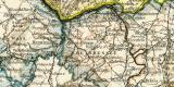 Rheinprovinz Westfalen Hessen Nassau und Grossherzogtum Hessen II. Südlicher Teil historische Landkarte Lithographie ca. 1899