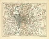 Rom und Umgebung historischer Stadtplan Karte Lithographie ca. 1899