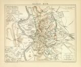 Altes Rom historische Landkarte Lithographie ca. 1899