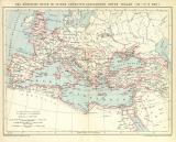 Das Römische Reich in seiner grössten Ausdehnung unter Trajan 98 - 117 n. Chr. historische Landkarte Lithographie ca. 1900