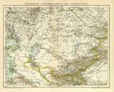 Russisch Zentralasien Turkestan Karte Lithographie 1900...