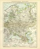 Europäisches Russland historische Landkarte Lithographie ca. 1900