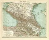 Kaukasien historische Landkarte Lithographie ca. 1900