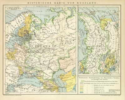 Russland Historische Karte Lithographie 1900 Original der Zeit