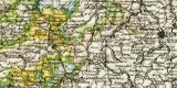 Königreich Sachsen Provinz Sachsen südlicher Teil und Thüringische Staaten historische Landkarte Lithographie ca. 1899