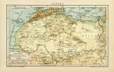 Sahara Karte Lithographie 1900 Original der Zeit