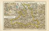 Salzburg und Salzkammergut historische Landkarte Lithographie ca. 1900