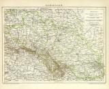 Schlesien historische Landkarte Lithographie ca. 1899