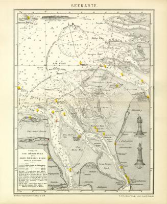 Seekarte Lithographie 1900 Original der Zeit