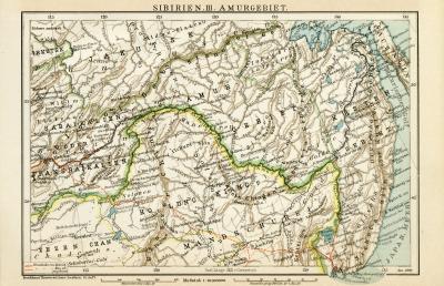 Sibirien III. Amurgebiet historische Landkarte Lithographie ca. 1900