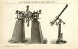 Astronomische Instrumente I. - II. historische Bildtafel Holzstich ca. 1892