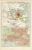 Sydney und Umgebung historischer Stadtplan Karte Lithographie ca. 1899