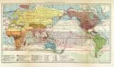 Tiergeographie I. historische Landkarte Lithographie ca....