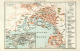 Toulon historischer Stadtplan Karte Lithographie ca. 1892