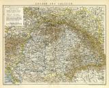 Ungarn und Galizien historische Landkarte Lithographie ca. 1900