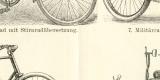 Velociped Fahrrad historische Bildtafel Holzstich ca. 1896