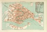 Venedig historischer Stadtplan Karte Lithographie ca. 1899