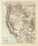 USA Westlicher Teil Karte Lithographie 1896 Original der...