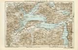 Vierwaldstätter See historische Landkarte Lithographie ca. 1900