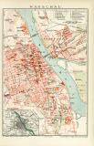 Warschau historischer Stadtplan Karte Lithographie ca. 1899