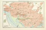 Washington historischer Stadtplan Karte Lithographie ca. 1899