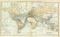 Übersichtskarte des Weltverkehrs historische Landkarte Lithographie ca. 1892