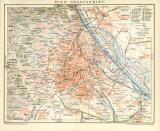 Wien Stadtgebiet historischer Stadtplan Karte Lithographie ca. 1899