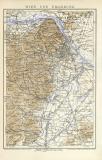 Wien und Umgebung historischer Stadtplan Karte Lithographie ca. 1900