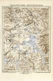 Yellowstone Nationalpark Karte Lithographie 1899 Original der Zeit