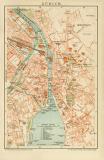 Zürich historischer Stadtplan Karte Lithographie ca. 1899