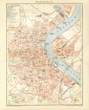 Bordeaux historischer Stadtplan Karte Lithographie ca. 1899