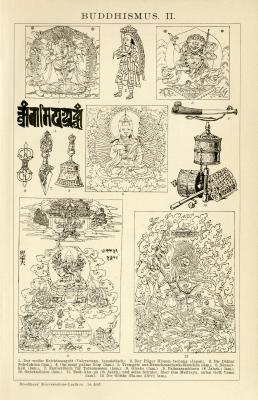 Buddhismus II. - III. Holzstich 1891 Original der Zeit