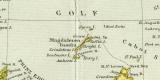 Östliches Canada und Neufundland historische Landkarte Lithographie ca. 1899