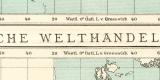 Deutscher Welthandel Karte Lithographie 1895 Original der Zeit