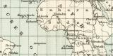 Einheits- und Ortszeit historische Landkarte Lithographie ca. 1894