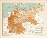 Verbreitung einiger wichtigen Infektionskrankheiten im Deutschen Reiche in den Jahren 1892 und 1893 I. historische Landkarte Lithographie ca. 1899