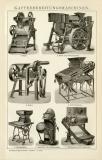 Kaffeebereitungsmaschinen historische Bildtafel Holzstich ca. 1892