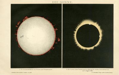 Die Sonne Chromolithographie 1895 Original der Zeit