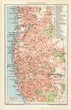 Liverpool historischer Stadtplan Karte Lithographie ca. 1899