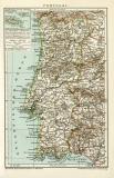 Portugal historische Landkarte Lithographie ca. 1899