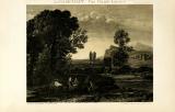 Landschaft von Claude Lorrain historische Bildtafel...