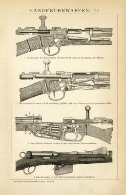 Handfeuerwaffen III.-IV. Holzstich 1896 Original der Zeit