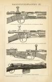 Handfeuerwaffen III.-IV. historische Bildtafel Holzstich ca. 1896