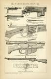 Handfeuerwaffen III.-IV. historische Bildtafel Holzstich ca. 1896